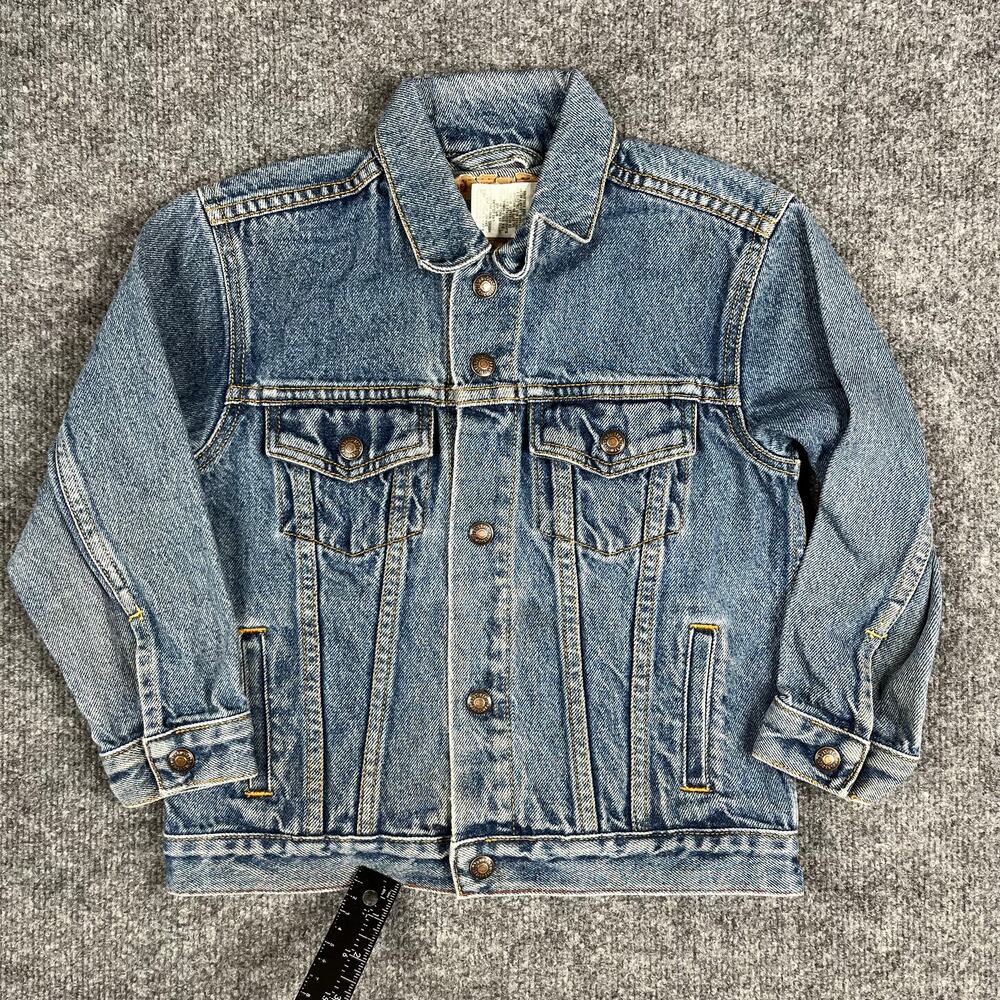 Levis Denim Jacket Boys Size 7 Blue Trucker Button Front Classic Casual